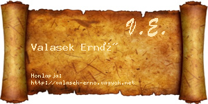 Valasek Ernő névjegykártya